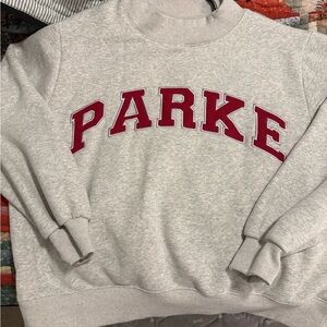 Parke Light Gray and Red Women's Mockneck Sweatshirt